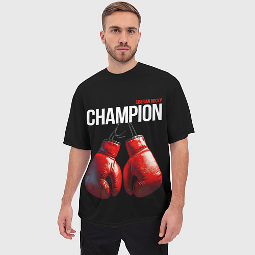 Мужская футболка оверсайз Siberian Rocky Champion / 3D-принт – фото 3
