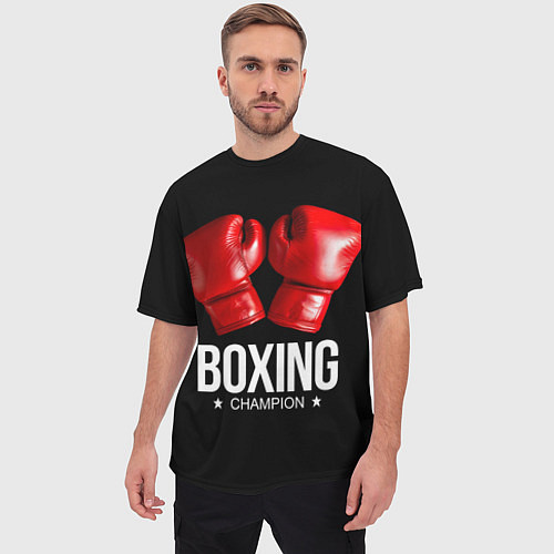 Мужская футболка оверсайз Boxing Champion / 3D-принт – фото 3