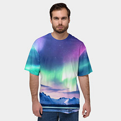 Футболка оверсайз мужская Северное сияние на природе ai art, цвет: 3D-принт — фото 2
