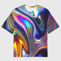 Футболка оверсайз мужская Жидкая голографическая бензиновая абстракция, цвет: 3D-принт