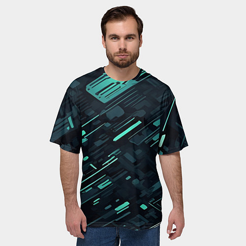 Мужская футболка оверсайз Аквасайбер / 3D-принт – фото 3