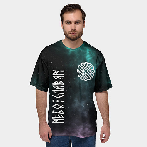 Мужская футболка оверсайз Небо славян с обережной символикой / 3D-принт – фото 3