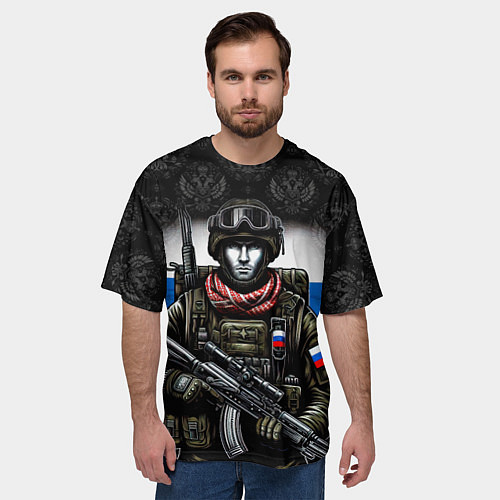 Мужская футболка оверсайз Солдат России / 3D-принт – фото 3