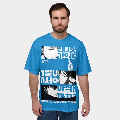 Мужская футболка оверсайз Sung Jin Woo and the other guys / 3D-принт – фото 3