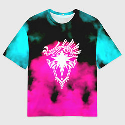 Футболка оверсайз мужская Монстр хантер неоновые фон, цвет: 3D-принт