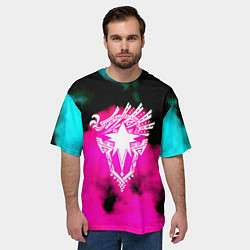Футболка оверсайз мужская Монстр хантер неоновые фон, цвет: 3D-принт — фото 2
