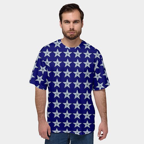 Мужская футболка оверсайз Звезды защитникам отечества / 3D-принт – фото 3