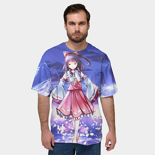Мужская футболка оверсайз Touhou Project Рейму улыбка / 3D-принт – фото 3