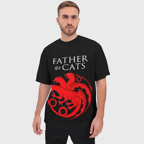 Мужская футболка оверсайз Отец котов - герб / 3D-принт – фото 3