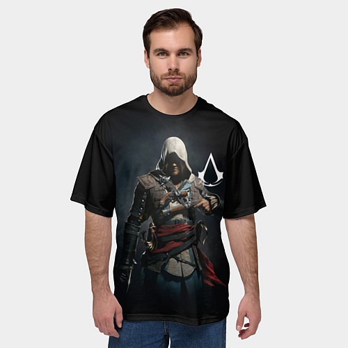 Мужская футболка оверсайз Эдвард Кенуей Assassins black flag / 3D-принт – фото 3