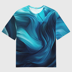 Футболка оверсайз мужская Синяя абстракция в виде волн, цвет: 3D-принт