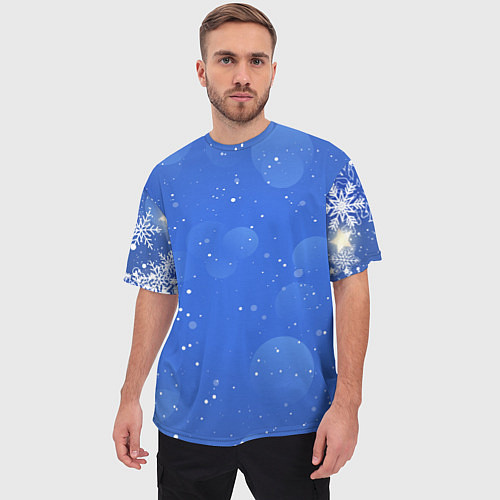 Мужская футболка оверсайз Снежный паттерн / 3D-принт – фото 3