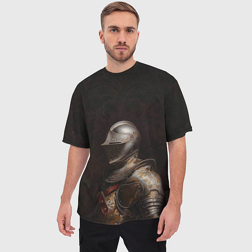 Мужская футболка оверсайз Рыцарь в стальных доспехах / 3D-принт – фото 3