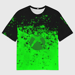 Футболка оверсайз мужская Xbox краски зелёные, цвет: 3D-принт