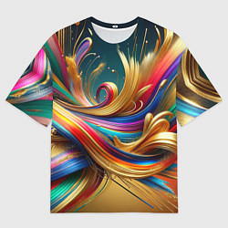 Футболка оверсайз мужская Золотые линии, цвет: 3D-принт