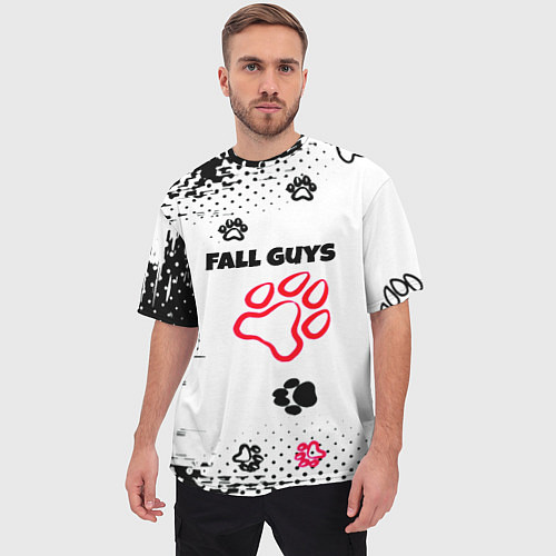 Мужская футболка оверсайз Fall Guys kids game pattern / 3D-принт – фото 3