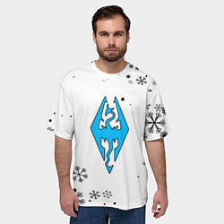Футболка оверсайз мужская Skyrim logo winter, цвет: 3D-принт — фото 2