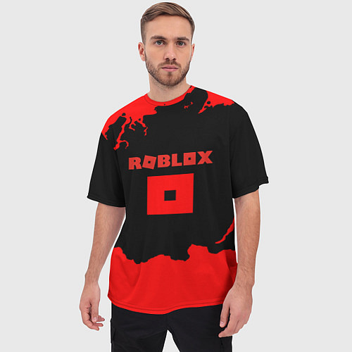 Мужская футболка оверсайз Roblox краски красные / 3D-принт – фото 3