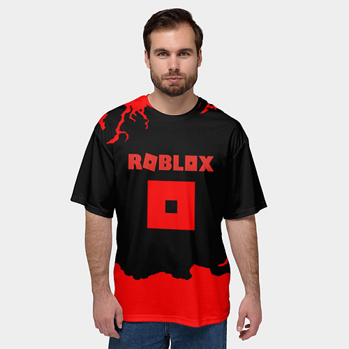 Мужская футболка оверсайз Roblox краски красные / 3D-принт – фото 3