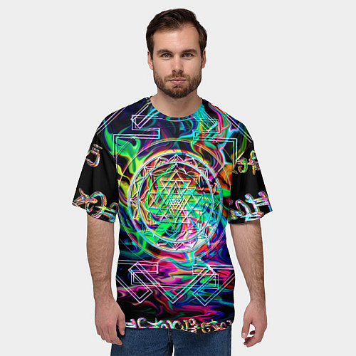 Мужская футболка оверсайз Шри янтра / 3D-принт – фото 3