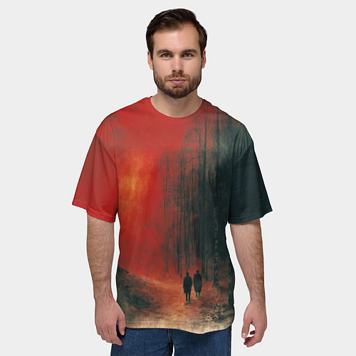 Мужская футболка оверсайз Двое в пути / 3D-принт – фото 3
