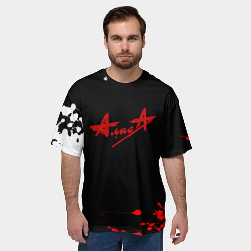 Мужская футболка оверсайз Алиса краски текстура рок / 3D-принт – фото 3