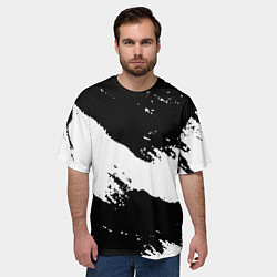 Футболка оверсайз мужская Чёрнобелые краски, цвет: 3D-принт — фото 2