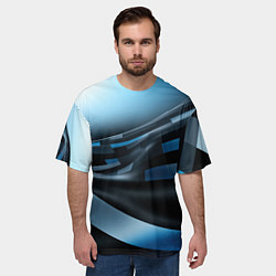 Футболка оверсайз мужская Черно-синий абстрактный спортивный стиль, цвет: 3D-принт — фото 2