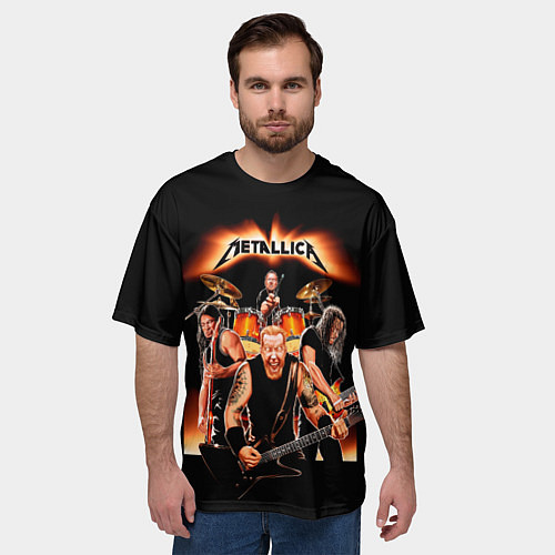 Мужская футболка оверсайз Металлика группа / 3D-принт – фото 3