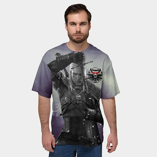 Мужская футболка оверсайз Ведьмак на охоте / 3D-принт – фото 3