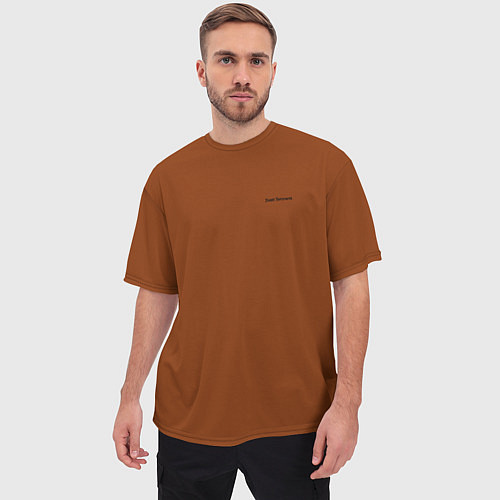 Мужская футболка оверсайз Just brown однотонный / 3D-принт – фото 3
