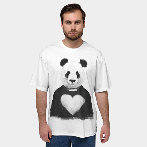 Мужская футболка оверсайз Love panda / 3D-принт – фото 3