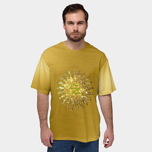 Мужская футболка оверсайз Солнце моей жизни золото / 3D-принт – фото 3
