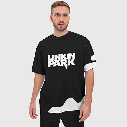Мужская футболка оверсайз Linkin park краска белая / 3D-принт – фото 3
