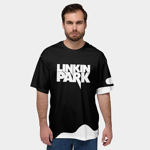 Мужская футболка оверсайз Linkin park краска белая / 3D-принт – фото 3
