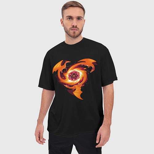 Мужская футболка оверсайз Кружащие драконы - d20 / 3D-принт – фото 3