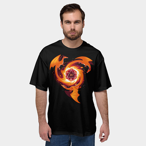 Мужская футболка оверсайз Кружащие драконы - d20 / 3D-принт – фото 3