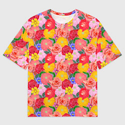 Мужская футболка оверсайз Летний цветочный фон