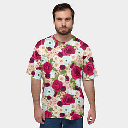 Футболка оверсайз мужская Цветочный фон, цвет: 3D-принт — фото 2