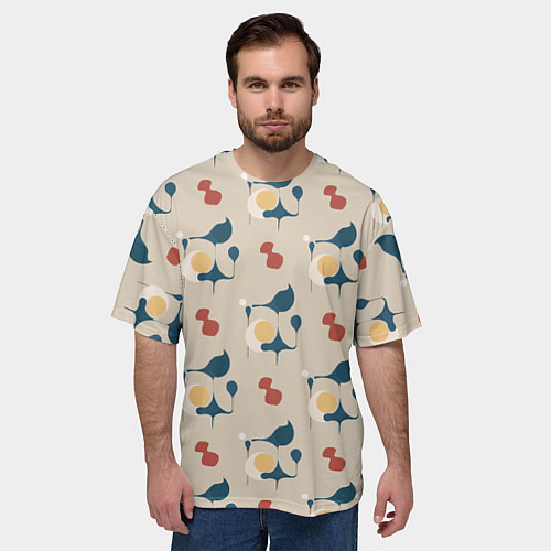 Мужская футболка оверсайз Круг абстракция и линии / 3D-принт – фото 3