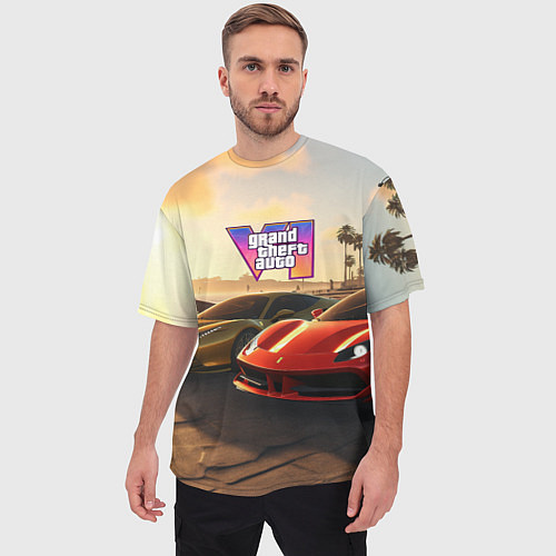 Мужская футболка оверсайз ГТА6 автопарк / 3D-принт – фото 3