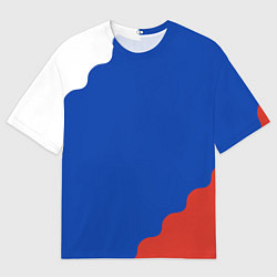 Мужская футболка оверсайз Триколор диагональный волнистый