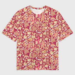 Футболка оверсайз мужская Русский сад с птицами и плодами: паттерн, цвет: 3D-принт