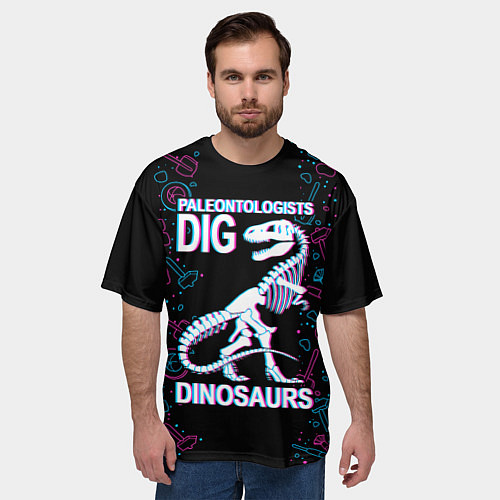 Мужская футболка оверсайз Paleontologists dig dinosaurs / 3D-принт – фото 3