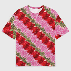 Мужская футболка оверсайз Фон с лилиями и розами