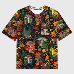 Футболка оверсайз мужская Фон с лесными грибами, цвет: 3D-принт