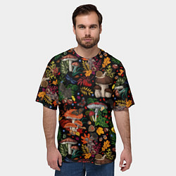 Футболка оверсайз мужская Фон с лесными грибами, цвет: 3D-принт — фото 2