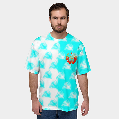 Мужская футболка оверсайз СССР текстура паттерн / 3D-принт – фото 3