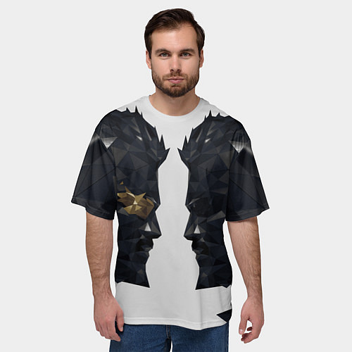 Мужская футболка оверсайз Адам Дженсен в отражении deus ex / 3D-принт – фото 3
