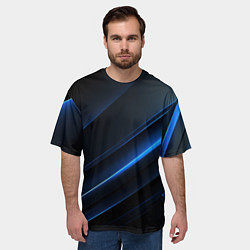 Футболка оверсайз мужская Темно-синий абстрактный фон абстракция, цвет: 3D-принт — фото 2